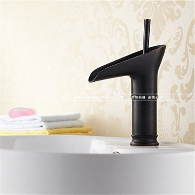 Kitchen Sink Faucet Commercial Solid Brass Black Bathroom Kitchen Sink Basin Mixer Tap Traditional Cold and Hot Handle Mixer Taps - B07FTCZGJ9